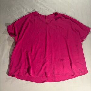 JODIFL Women’s Size 3X Veck Tunic Swing Blouse Short Sleeve Pink Valentines